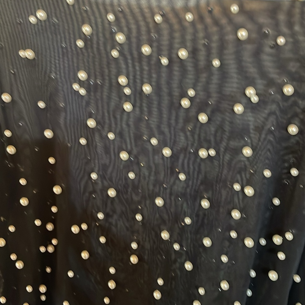 Elegant Black Sheer Top with Pearl Embellishments - Picture 3 of 4